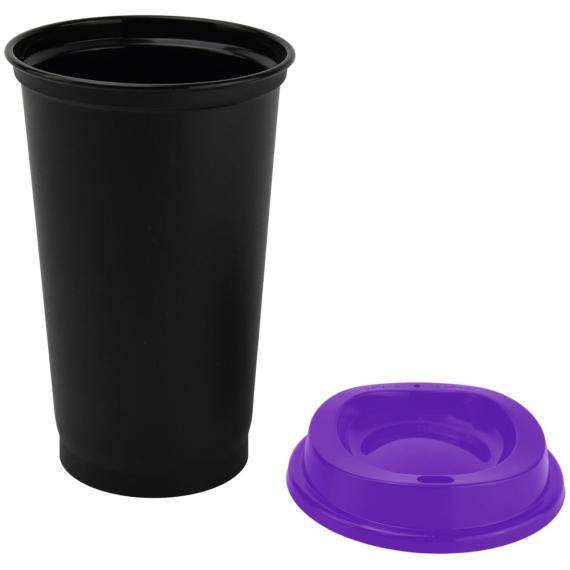 Стакан с крышкой Color Cap Black, черный с фиолетовым