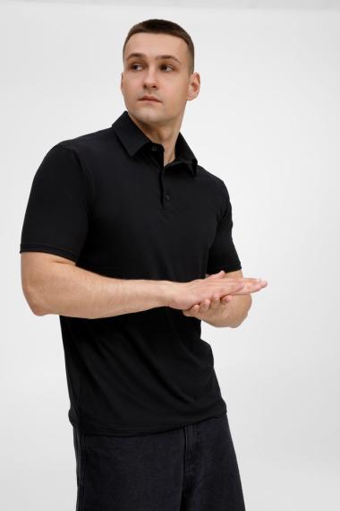 Рубашка поло унисекс Senti, черная, размер XXL