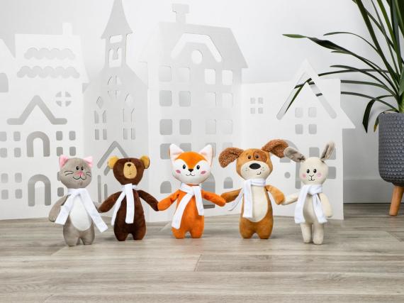 Мягкая игрушка Beastie Toys, лисенок с белым шарфом