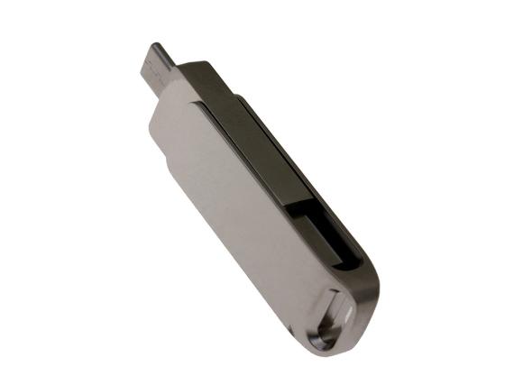 USB 2.0- флешка на 32 Гб с поворотным механизмом и дополнительным разъемом Type-C