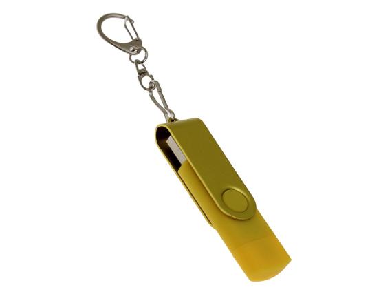 USB 2.0- флешка на 32 Гб с поворотным механизмом и дополнительным разъемом Type-C