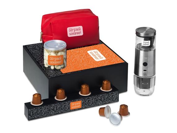 Подарочный набор «Re:y. Boost» с кофемашиной, капсулами и косметичкой