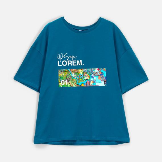 Футболка унисекс оверсайз Crosstown, бирюзовая (морская волна), размер XL