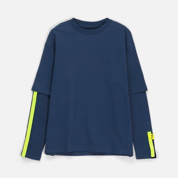 Футболка оверсайз с двойным рукавом Kosmos, темно-синяя, размер XL/XXL