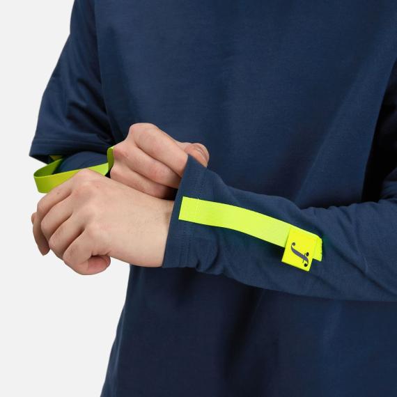 Футболка оверсайз с двойным рукавом Kosmos, темно-синяя, размер XL/XXL