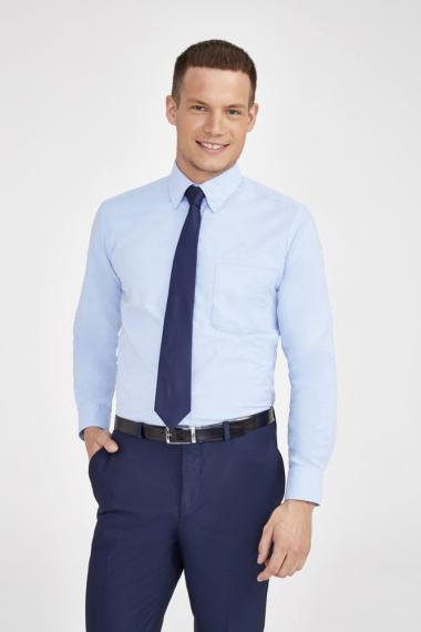 Рубашка мужская с длинным рукавом Boston голубая, размер Xxxl