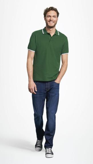 Рубашка поло мужская с контрастной отделкой Practice 270, зеленый/белый, размер M