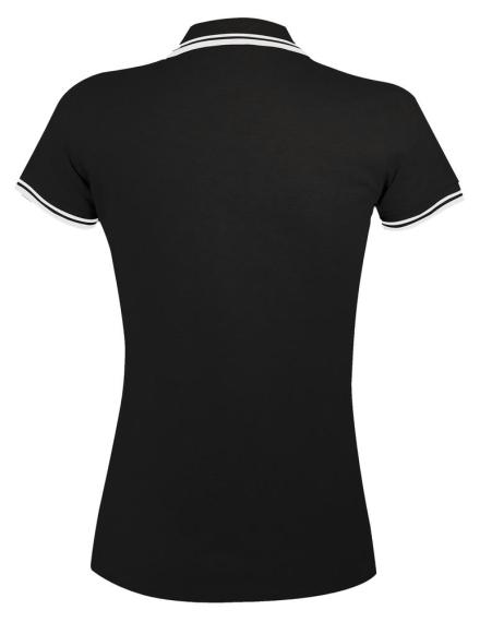 Рубашка поло женская Pasadena Women 200 с контрастной отделкой черная с белым, размер XL