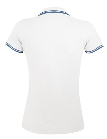 Рубашка поло женская Pasadena Women 200 с контрастной отделкой белая с голубым, размер XXL